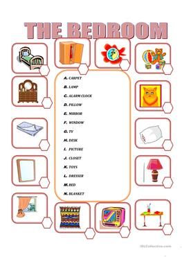 Furniture in the bedroom Bedroom Worksheet, English Homework, Living Room Furniture Layout, English Worksheets For Kids, English Activities, Vocabulary Worksheets, Teaching Jobs, In The Bedroom, Esl Worksheets