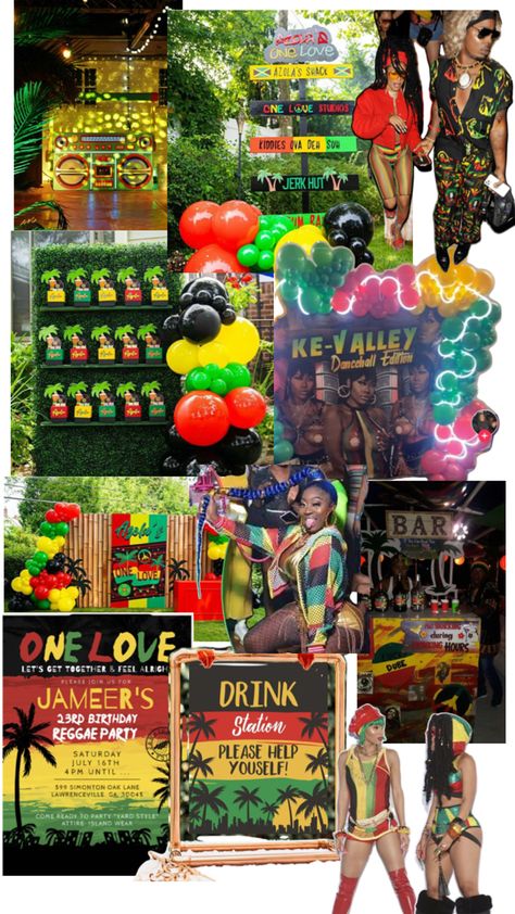 Cardi B Dancehall Party, Reggae Party Ideas, Jamaican Theme Party Ideas, Bob Marley Birthday, Rasta Party, Reggae Party, Island Wear, 23rd Birthday, Party Theme Ideas