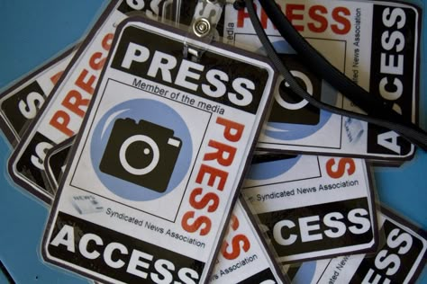 Title: Here Comes the Press | Description: Create a press badge with the student's name, school name, name of newspaper, and school year on it. Take pictures of each newspaper staff member and print each picture. Put the pouches with the badge in them through the laminator. Students will use the badge when taking pictures for the newspaper and yearbook. | By: Audra B. #PaydayforYourProject #teacher #education Journalist Aesthetic, Journalism Aesthetic, High School Newspaper, Edge Magazine, Yearbook Staff, Yearbook Class, School Newspaper, Journalism Career, Career Fields