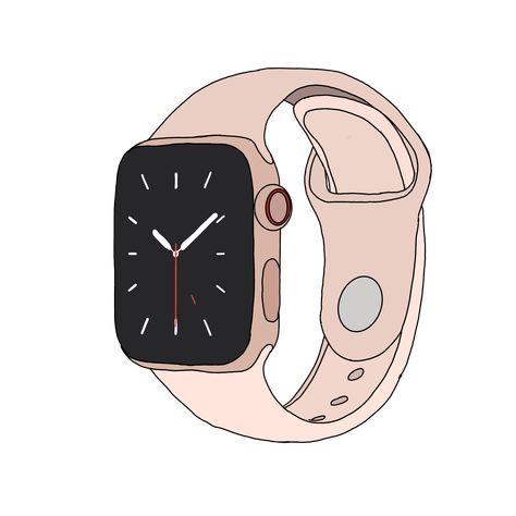 A sticker of a rose gold apple watch Apple Watch Stickers Printable, Apple Watch Drawing, Watch Png, Apple Watch Aesthetic, Aesthetic Transparent, Watch Aesthetic, Watch Drawing, Rose Gold Apple Watch, Preppy Stickers