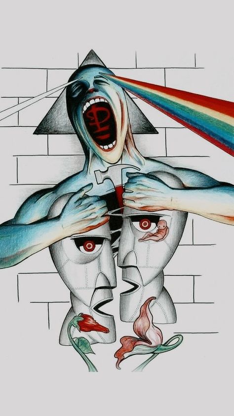 Pink Floyd Wallpaper, Pink Floyd Tattoo, Gesture Drawing Poses, Pink Floyd Poster, Pink Floyd Art, Trippy Designs, Pink Floyd Wall, Pink Floyd Dark Side, Vintage Poster Design