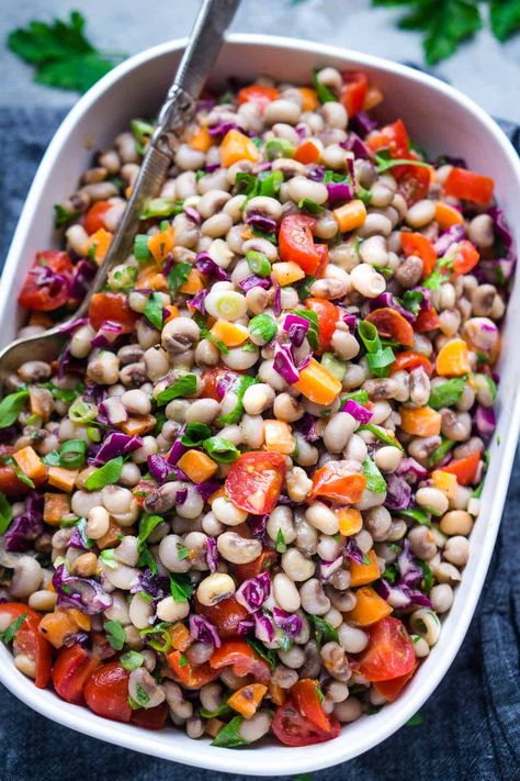 Black Eyed Peas Salad, Peas Salad, Creamy Beans, Current Recipes, Black Eyed Pea Salad, Black Eyed Peas Recipe, White Balsamic Vinaigrette, Pea Salad Recipes, Chopped Vegetables