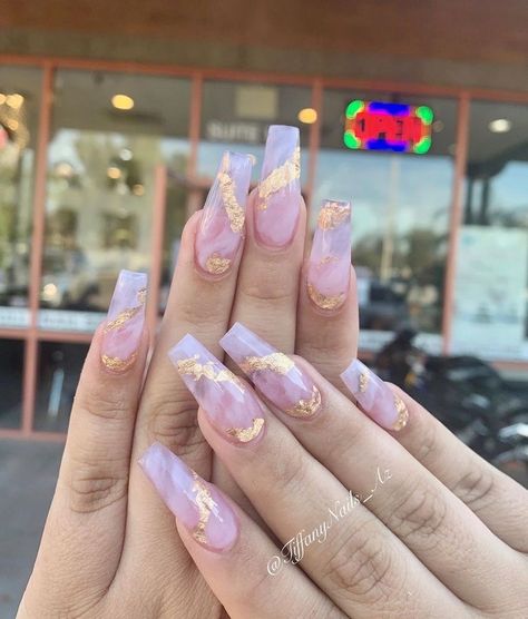 Nail Designs Quince, Quince Nails Short, Marble Acrylic Nails, Quince Nails, Marble With Gold, Quinceanera Nails, Ombre Acrylic, Nails Ombre, Blue Granite