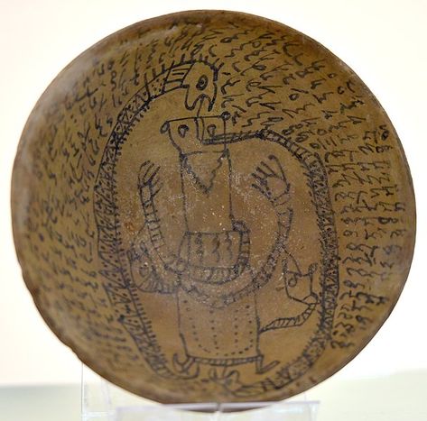 Incantation Bowl, Moon Circle, Human Figure, Wikimedia Commons, Iraq, Snakes, Ceramic Pottery, Science, Gems