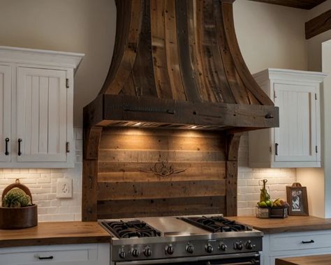 Rock Range Hood, Range Hood Ideas Farmhouse, Farmhouse Range Hood Ideas, Farmhouse Kitchen Hood, Kitchen Hood Vent, Kitchen Hood Ideas, Kitchen Range Hoods, Wooden Range Hood, Hood Vent Cover