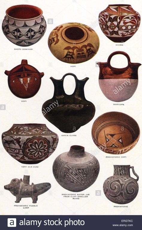 Native American clay pottery, hand - made by the Pueblo People of New Mexico and… Aztec Pottery, Pottery Pictures, American Clay, Heart Pottery, Cowboy Images, Pueblo Indians, American Indian Pottery, Wall Art Illustration, Indian Pottery