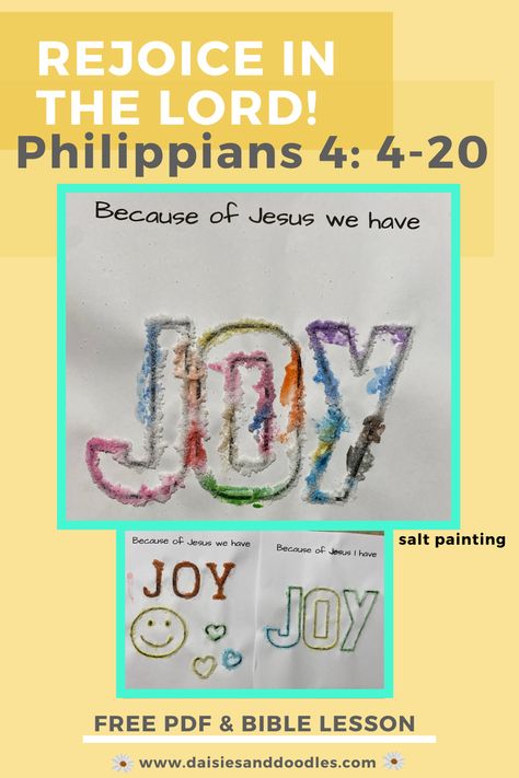 Paul had joy, even when he was in prison. He reminds us that because of Jesus, we can have joy even in difficult times. Learn more about Paul's struggles by watching the Bible story and then completing this craft. Rejoice In The Lord Always Craft, Joy Preschool Craft, Joy Crafts For Kids, Joy Activities For Kids, Joy Crafts For Kids Sunday School, Jesus Preschool, Bible Study Activities, Joy Craft, Bible Camp