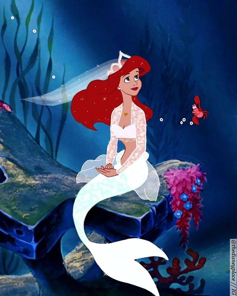 Human Ariel, Disney Place, Ariel Cartoon, Ariel Wedding Dress, Mermaid Soul, Ariel Wedding, Anime Mermaid, Ariel Disney, Mermaid Photos