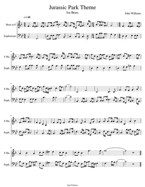 B Flat Clarinet Sheet Music, Clarinet Songs, Bass Clarinet Sheet Music, Jurassic Park Theme, French Horn Music, Film Theme, Popular Piano Sheet Music, Alto Saxophone Sheet Music, Viola Music