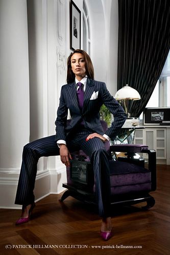 Moscow bluepinstripe A Man In A Suit, Women Wearing Ties, Woman In Suit, Man In A Suit, Woman Suit Fashion, Power Dressing, Androgynous Fashion, Business Suit