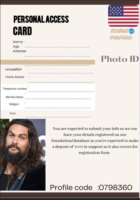 Celebrity Id Card Photo, Celebrity Membership Card, Jason Momoa Id Card, Membership Card Format For Celebrity, Celebrity Fan Membership Card Billing, Celebrity Membership Card Billing Format, Celebrity Fan Card Billing Format, Celeb Format Yahoo, Meet And Greet Celebrity Billing Format