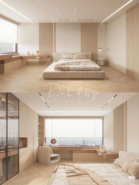 Muji Interior Design Bedroom, Modern Wooden Floors, Muji Bedroom Design, Bedroom Muji, Muji Bedroom, Bedroom Minimalist Modern, Japandi Bedroom Ideas, Condo Interior Design, Condo Interior