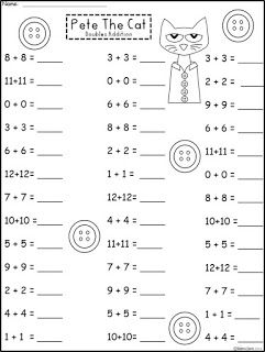 Free Pete The Cat Doubles Practice. Includes Doubles Plus One and Doubles Minus One.  Not For Profit...For Educational Use Only. Enjoy! Regina Davis at Fairy Tales And Fiction By 2. Doubles Plus One, Math Doubles, Doubles Facts, Math Number Sense, Math Groups, Math Intervention, Math Work, Second Grade Math, Not For Profit