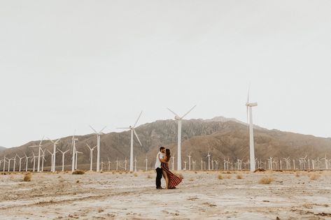 Windmill Photoshoot, Palm Springs Windmills, Engagement Photo Shoot Poses, Engaged Now What, Spring Engagement Photos, Spring Photoshoot, Brand Shoot, California Engagement, Spring Engagement