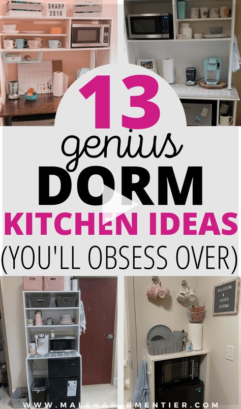 ✓Don't know how to make a dorm kitchen This post shows you genius dorm kitchen ideas...w to set it up...orage hacks and tips. basement remodel, basement ideas finished, basement ideas kids..! Dorm Kitchen, Kitchen Ideas