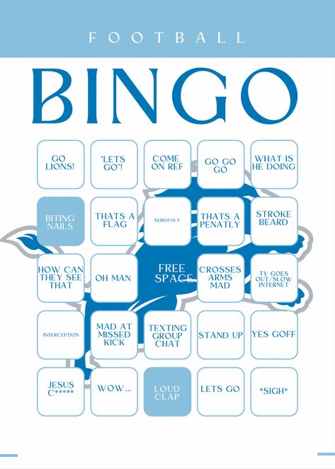 Does your spouse get super competitive during playoffs? Do they use the same words and actions to describe their emotions during the game? This one is for you! Get your printable and customizable bingo card for the upcoming playoffs game and superbowl to have fun with your spouse and family during the game 🤍💙 Football Bingo, Bingo Card, Bingo Cards, Bingo, Have Fun, Make Money, The Game, Stand Up, Letting Go