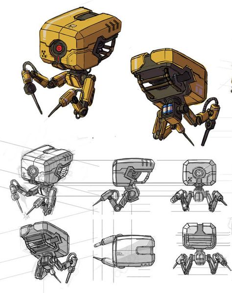 Unique Robot Designs, Hardsurface Modeling Reference, Concept Art For 3d Modeling, Robot Reference For 3d Modeling, Basic Robot Design, Robot Drone Concept Art, Future Robot Design, Robotics Concept Art, Prop Sheet Concept Art