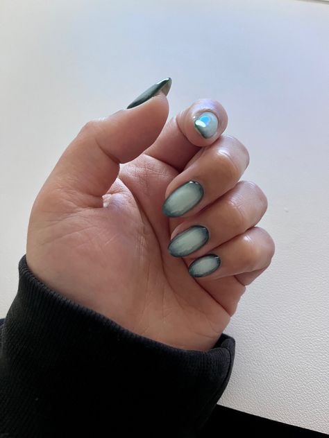 Green Aura Nails Acrylic, Blue Aura Nails Short, Blue Nails Aura, Aura Nails Green, Turquoise Aura Nails, Aura Nails Blue And Green, Green Aura Nails, Nails October, Aura Nails