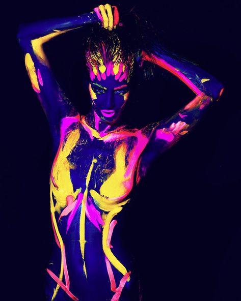 Rave Theme, Uv Photography, Neon Photography, Web Portfolio, Glow Paint, Body Art Photography, Uv Black Light, Neon Painting, Neon Nights