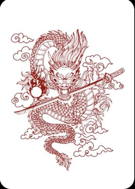 Dragon Holding Orb Tattoo, Dragon Red Tattoo, Red Dragon Tattoo Back, Red Chinese Dragon Tattoo, Red Dragon Back Tattoo, Red Dragon Tattoo, Dragon Tattoo Art, Dragon Rouge, Me Tattoo