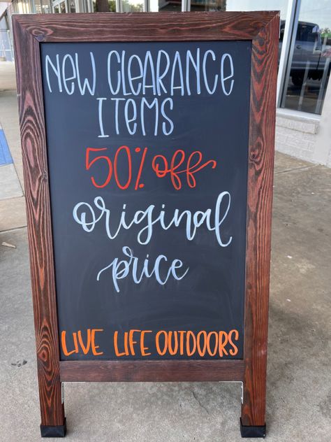 Clearance Chalkboard Sign, Chalkboard Sale Sign Ideas, Shopping Chalkboard Sign, Sale Chalkboard Sign, Retail Chalkboard Signs, Boutique Chalkboard Signs, Business Chalkboard, Boutique Signs, Sidewalk Chalkboard Sign