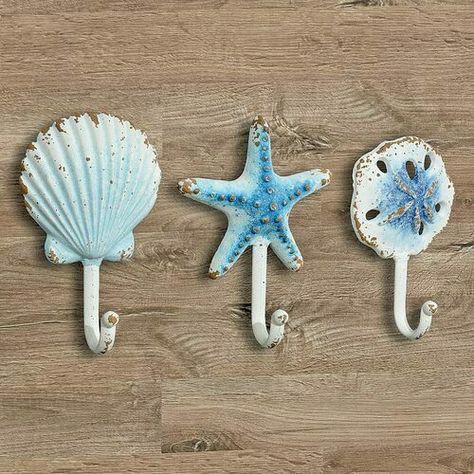 Coat Rack & Hooks Sea Bathroom, Beach Room Decor, Girl Apartment Decor, Ceramic Canister Set, Ocean Room, Beachy Room, Aqua Beach, Coastal Room, Beach Bathroom Decor