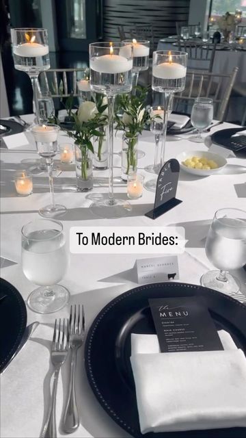 Atlanta Wedding Planner on Instagram: "MODERN BRIDES💍You can achieve a minimalistic wedding decor design with bud vases and candles only. Embrace the Beauty of Simplicity on Your Big Day! BECAUSE SOMETIMES LESS IS MORE! Monochromatic and minimalist wedding decor designs are more and more popular because sometimes less is more. If you don’t like color or if you want a simple but sophisticated wedding decor design, go monochromatic and minimalist! ✨SAVE this in your inspiration folder for late Monochromatic Wedding Reception, Modern Luxury Wedding Decor, Monochromatic Wedding Decor, Monochrome Wedding Decor, Bud Vases And Candles, Monochromatic Wedding Colors, Minimalist Wedding Table Decor, Sophisticated Wedding Decor, Black White Gold Wedding Theme