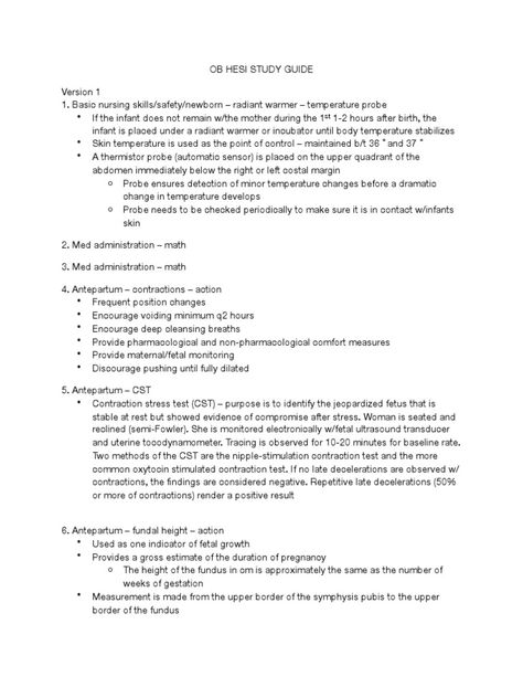 OB HESI Study Guide - Free download as PDF File (.pdf), Text File (.txt) or read online for free. Mestrasion Format, Fundal Height, Quadrants Of The Abdomen, Prenatal Development, Back Labor, Fetal Monitoring, Gestational Hypertension, Studying Tips, Ob Nursing