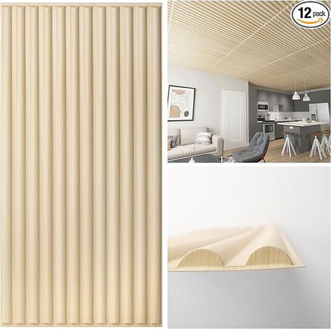 Amazon.com: Art3d 2x4 ft Drop Ceiling Tiles in Oak, 12-Sheet Arc-Slat Design 3D Wall Panels for Interior Wall Decor 24x48 inch : Tools & Home Improvement Modern Ceiling Tile, Log Cabin Remodel, Drop Ceiling Grid, Pvc Ceiling Panels, Pvc Ceiling Tiles, Cabin Remodel, Drop Ceiling Tiles, Shiplap Ceiling, Wainscoting Panels