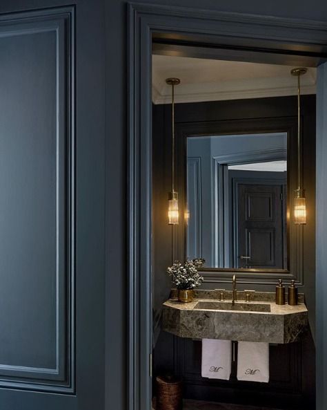 Laura Hammett, Spanish Bathroom, Small Bathroom Cabinets, Small Bathroom Paint, Architecture Design Studio, Paint Trends, Downstairs Loo, Guest Toilet, Powder Room Design