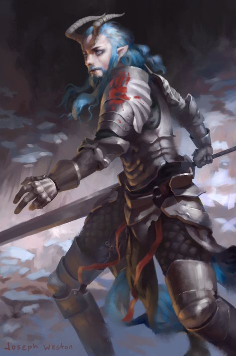 Tiefling Paladin, Illustration Fantasy, Pathfinder Character, Heroic Fantasy, Male Character, Fantasy Races, Dungeons And Dragons Characters, Fantasy Warrior, Fantasy Rpg