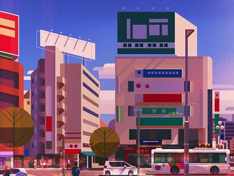 Matsumoto Japan, Cityscape Illustration, Map Illustrations, App Dashboard, Illustration Map, Concept Art Tutorial, Illustration Flat, Building Illustration, Color Script