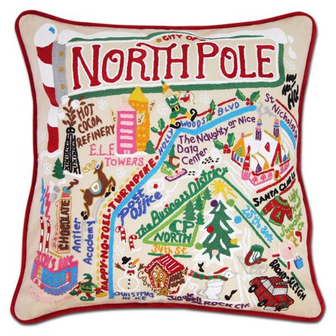 Holiday Collection Inspiration | catstudio – catstudio Hand Embroidered Pillows, Embroidered Throw Pillows, Christmas Throws, The North Pole, Holiday Pillows, Throw Pillows Christmas, Ho Ho Ho, Unique Christmas Gifts, Holiday Home Decor