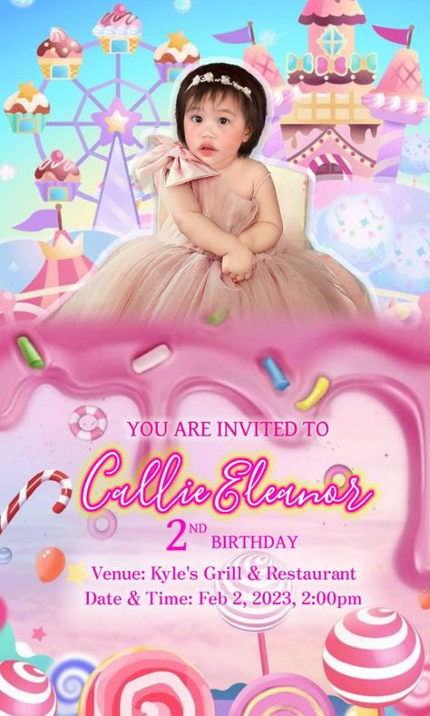 Candy Land Theme Invitations, Candyland Theme Invitation, Candyland Invitations, 1st Birthday Invitation Template, Birthday Venues, Invitation Layout, Powerpoint Ideas, Teddy Bear Clipart, Candyland Birthday