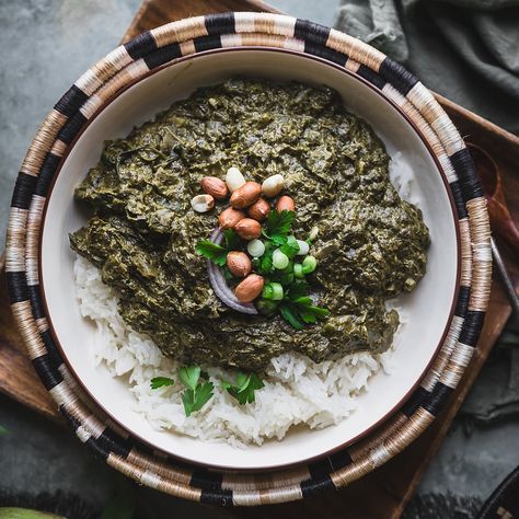 Vegan Saka Saka: Congolese Cassava Leaf Soup/Stew - The Storied Recipe Congolese Recipes, Congo Food, Cassava Leaf, Red Palm Oil, West African Countries, Dried Shrimp, Plantains Fried, Republic Of Congo, Ingredient Substitutions