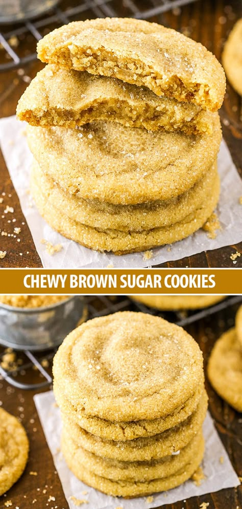 These Easy Chewy Brown Sugar Cookies are made with plenty of brown sugar for a soft & chewy cookie that's a tasty spin on the classic sugar cookie recipe! Brown Sugar Snickerdoodles, Sugar Cookies With Brown Sugar, Easy Brown Sugar Cookies, Chewy Brown Sugar Cookies, Recipes With Brown Sugar, Brown Sugar Dessert, Brown Sugar Cookies Recipe, Brown Sugar Cookie Recipe, Pumpkin Tarts