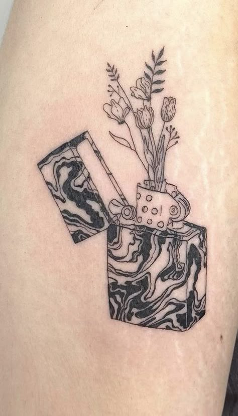 Lighter Tattoo, Inner Forearm Tattoo, Photography Drawing, Inspiration Tattoos, Plant Tattoo, Stylist Tattoos, Badass Tattoos, Time Tattoos, Black Ink Tattoos