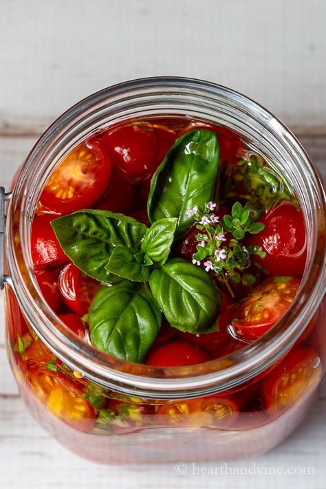 Marinated Tomato Pasta, Marinated Cherry Tomato Recipes, Marinade Tomatoes, Pickled Tomatoes Recipe, Marinated Cherry Tomatoes Recipe, Marinated Cherry Tomatoes, Tomato Pickle Recipe, Canned Tomato Recipes, Making Sauerkraut