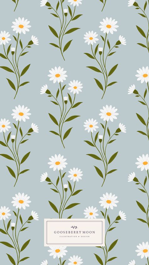 Cute Patterns To Paint, Flowers Pattern Illustration, Daisy Pattern Wallpaper, Gooseberry Moon, Daisy Illustration, Flower Illustration Pattern, Daisy Flower Pattern, Pattern Design Inspiration, Texture Inspiration