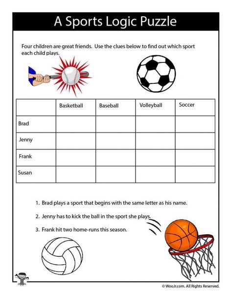 Easy Sports Logic Puzzle Mental Workout, Puzzles Printable, Math Logic Puzzles, Logic Problems, Math Station, Kid Logic, Logic Puzzle, Critical Thinking Activities, Executive Function