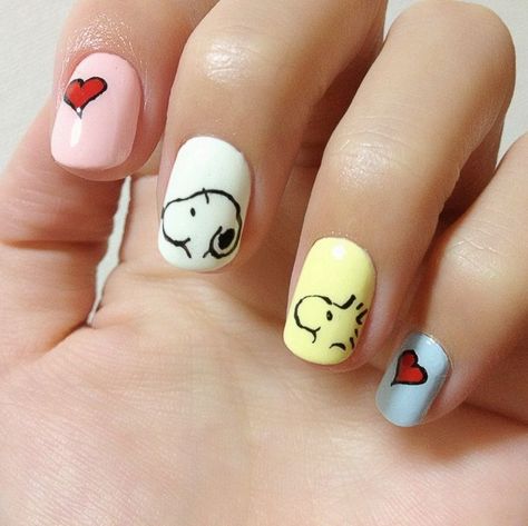 Pastel Nails Snoopy Nails, Kutek Disney, Animal Nail Art, Anime Nails, Different Nail Designs, Pretty Nail Designs, Animal Nails, Nails For Kids, Disney Nails