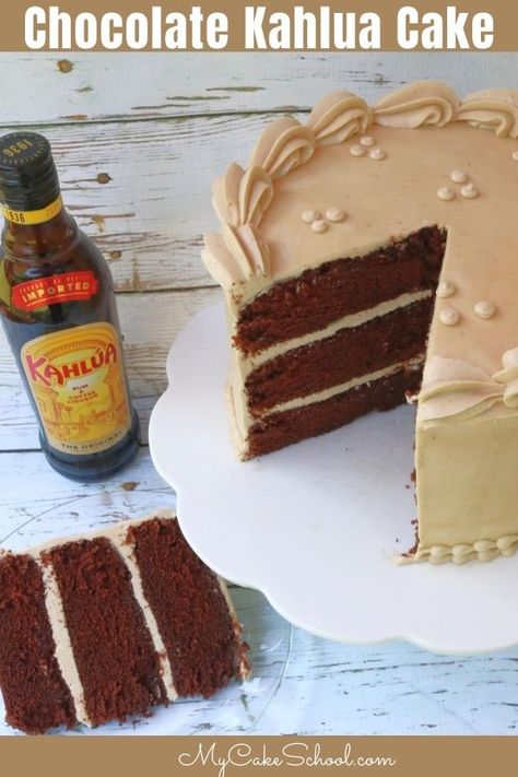 This Chocolate Kahlua Cake is super moist, decadent, and delicious! Kalua Cake Recipe, Kahlua Buttercream Frosting, Kalua Cake Chocolate, Chocolate Cake With Kahlua, Coffee Kahlua Crazy Cake, Chocolate Kahlua Bundt Cake, Kahlua Cake, Kahlua Recipes, Alcohol Cake