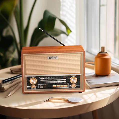 Topteng Vintage Decorative Radio | Wayfair Bluetooth Record Player, Record Player Stand, Vintage Record Player, Les Sons, Radio Vintage, Retro Radio, Vintage Radios, Old Radios, Built In Speakers