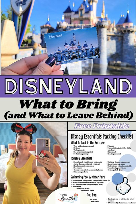 Disneyland What To Bring, Disneyland Planning Printables, Things To Bring To Disneyland, What To Take To Disneyland, Disneyland Shirt Ideas, Disneyland Checklist, Disneyland Must Haves, Disneyland Plan, What To Bring To Disneyland