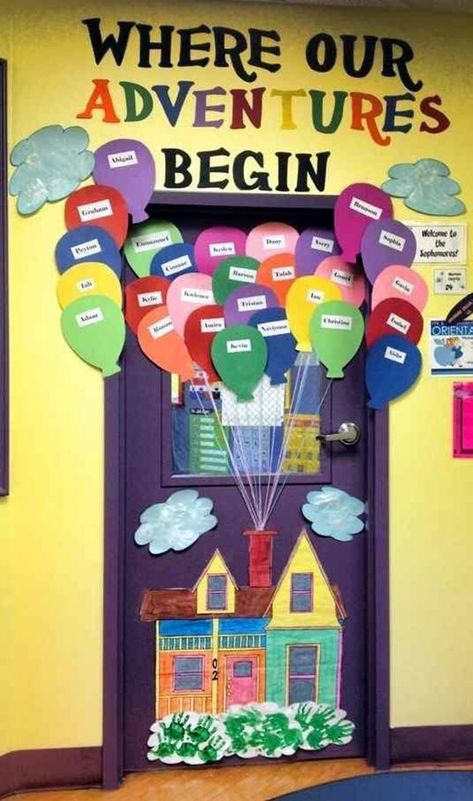 40 Excellent Classroom Decoration Ideas - Bored Art Door Decor Classroom, Diy Classroom Decorations, Disney Classroom, School Doors, Door Decorations Classroom, Diy Classroom, Classroom Bulletin Boards, School Bulletin Boards, Adventure Begins