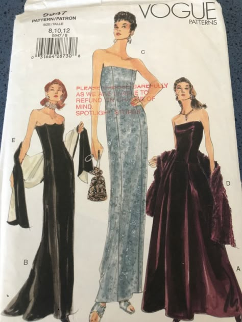 Prom Dress Pattern Free, Diy Prom Dress Pattern, Prom Dress Sewing Patterns, Dress Paterns, Evening Dress Sewing Patterns, Vintage Fashion Sketches, Vintage Clothes Patterns, Fashion Design Classes, Vogue Dress Patterns