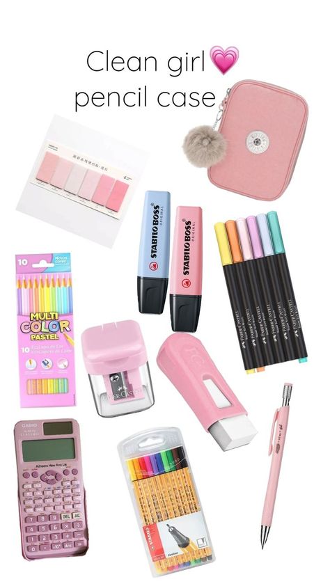 Clean girl pencil case aesthetic Pink Aesthetic Pencil Case, Pink Pencil Case With Pen Holders, Aesthetic Pencil Case, Cute Pink Pencil Case With Pen Slots, Pink Kawaii Pencil Case, Pink Pencil-shaped Pencil Case Gift, Pencil Cases For Girls, Pencil Case, Pencil