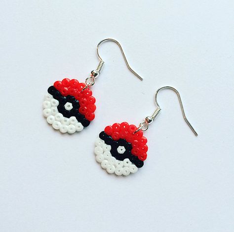 Pokeball Hama Bead Earrings Pokemon от GeekGirlWorkshop на Etsy