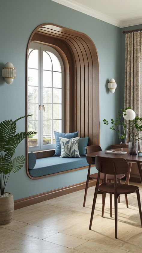 28+ 'The Most Beautiful' Jaw-dropping Window Seat Ideas You’ve Ever Seen! Windows At The Top Of Wall, Seating By The Window, Window Nook Seating, Window Bench Cushion Ideas, Colonial Bay Window, Window Wall Design Interiors, Window Tables Ideas, Windows Seating Ideas, Arch In Bedroom