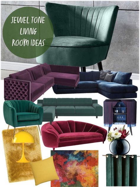 My rich Jewel Tone Living Room Ideas will help you create a luxurious place to relax in the evening. Jewel colours include Sapphire Blue, Emerald Green, Ruby Red, Amethyst Purple and Citrine Yellow. Combining several gemstone shades works well, so don’t be afraid to mix things up. Products are from my affiliate partners